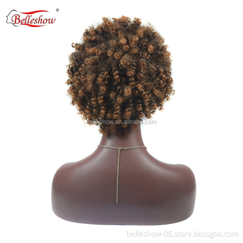 Hot sell wholesale cheap Europe and  popular small roll short hair head wig hat Hot selling African short curly wigs